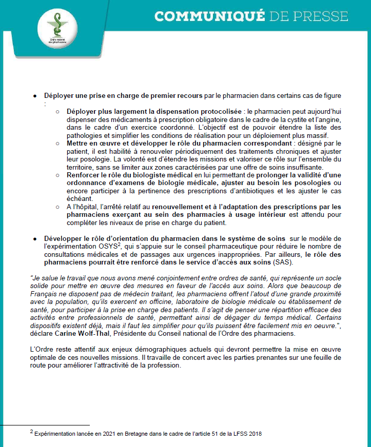 [𝐂𝐨𝐦𝐦𝐮𝐧𝐢𝐪𝐮𝐞́] Améliorer l’accès aux soins des patients: l’Ordre national des pharmaciens propose de premières actions concrètes dans la continuité du CLIO Santé 

Retrouvez le communiqué de presse 👉 bit.ly/3TfJniQ

#CLIOsanté