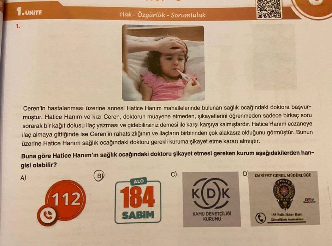 Tabip_Sen's tweet photo. Ne nefretler biriktirmişsiniz içinizde, hekimlere karşı!

Bir ders kitabında, hekim tarafından verilen tedaviyi ‘beğenmeyerek’ şikayet etmek ve hekim düşmanlığı daha küçük yaştan özendiriliyor.

TABİP-SEN olarak bu soruyu hazırlayanlar hakkında suç duyurusunda bulunuyoruz. https://t.co/u6JkscRjIb