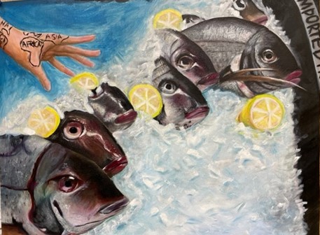 Advanced oil artist-title "Always a Catch!" Brilliant.