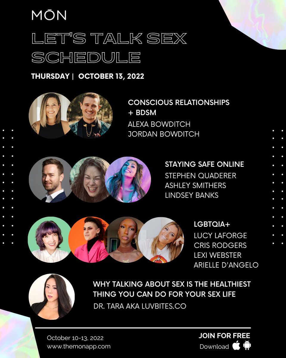 TheMONApp's tweet photo. HAPPENING NOW
DAY 4: Come chat about relationships, staying safe online, LGBTQIA+, and why talking about sex is the best thing you can do for your relationship. Moderated by @urpleasurepath
CLICK TO JOIN: https://t.co/TEwp3Cstpk
#themonapp #LTSSummit #relationships https://t.co/i8L5gA9i9s