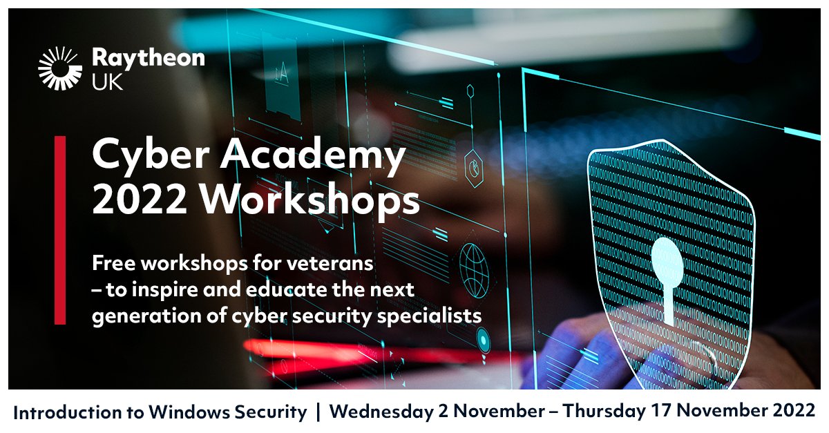 Fancy becoming a cyber analyst? Raytheon UK is offering veterans free cyber training so they can keep on contributing to defending the nation. To find out more and sign up for free and virtual cyber workshops for veterans click here: bit.ly/3EfuOra