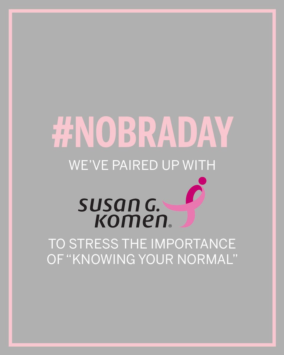 It’s #NoBraDay, which means each year, on October 13th, women everywhere are ditching them in support of breast cancer awareness. We’ve partnered with @susangkomen to emphasize the importance of “Knowing Your Normal.” Learn More: bit.ly/3CR6Ql9