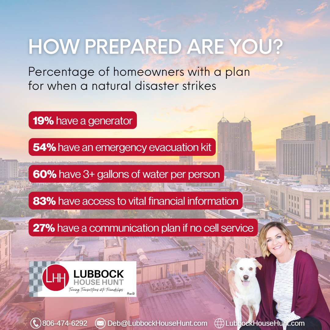 DebScottREALTOR's tweet photo. Disasters strike without warning. Is your home prepared?
.
.
.
#deblubbockhousehunt #lubbockhousehunt #texasrealtor #realestateagent texasrealestate #lubbocktexas #diasterprep #diasterpreparedness #emergencypreparedness #grammarpros #emergencykit #safeathome #realestateadvice https://t.co/INVTLnnGNW