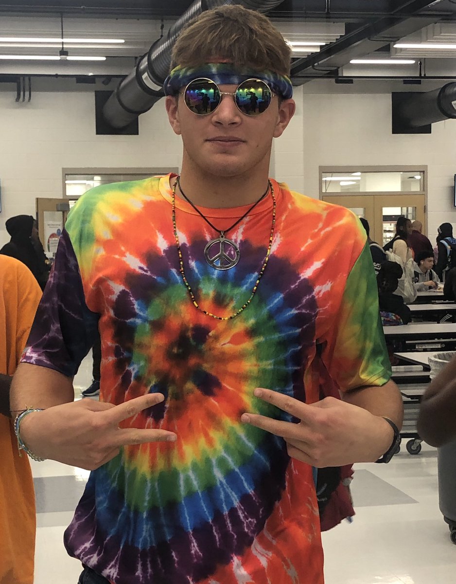 Jackson representing his decade with lots of tie dye!