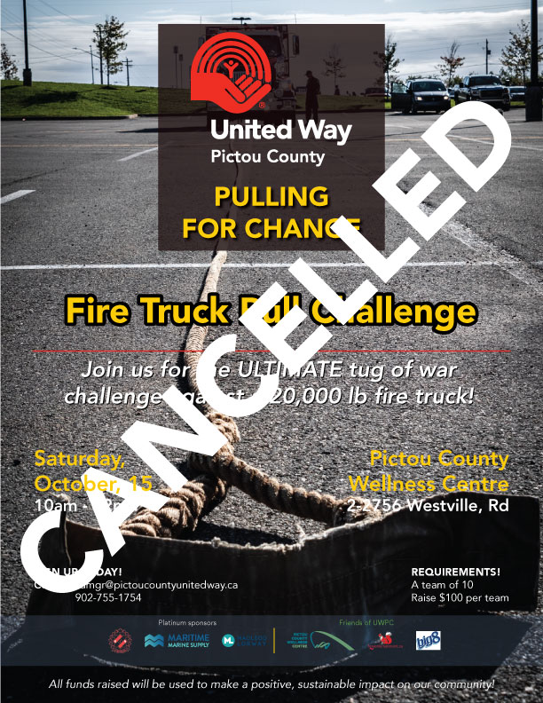 We regret to inform you that our annual Pulling for Change has been cancelled. We made the difficult decision to cancel due to the aftermath of Hurricane Fiona from the understanding that many people are still reeling from the effects of the hurricane.
