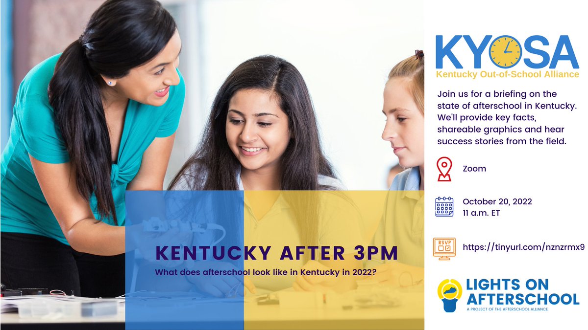 What does afterschool look like in Kentucky? Join us next Thursday, October 20 at 11 a.m. ET to find out! - mailchi.mp/savechildren/h…