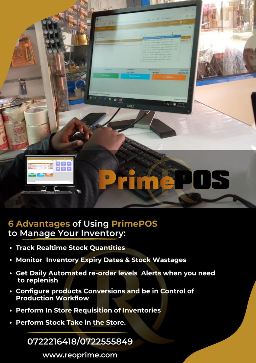 ReoprimeLtd's tweet photo. Advantages of using PrimePOS  to manage your Inventory.
#missionary  #ksh1000 #nkatha #toto #tumenawa #eldoret #kileleshwa #obado #RIPricoswavey https://t.co/yq95nk8eKp