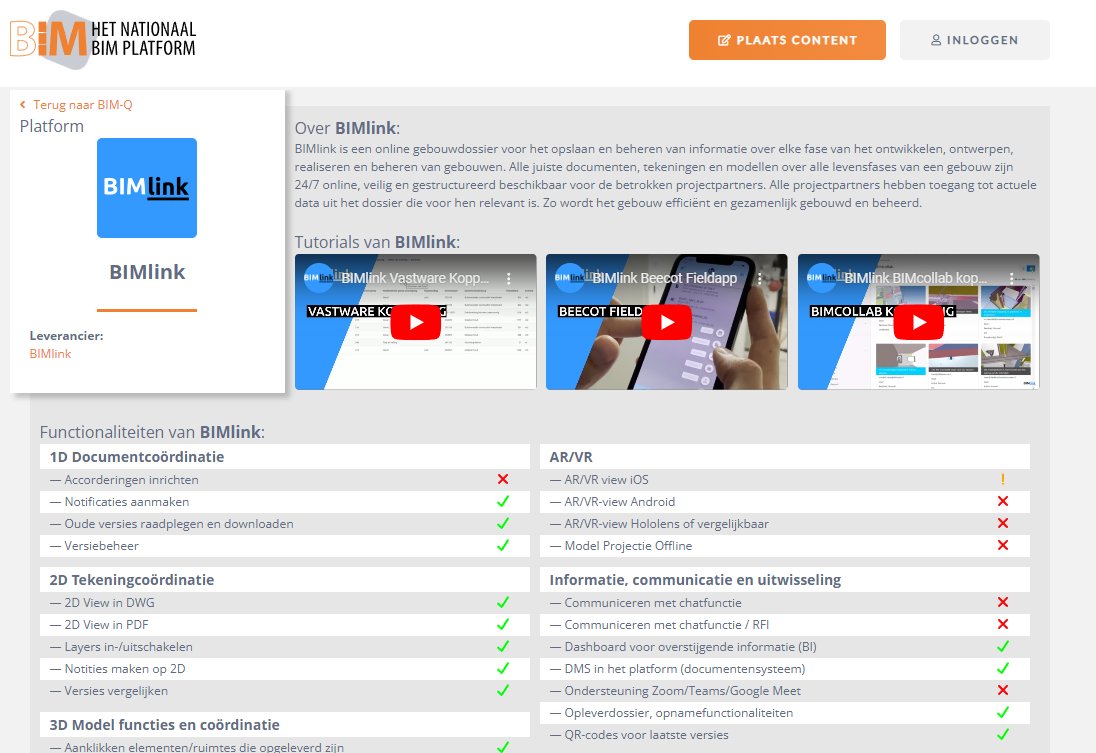 🔍🆕 BIMlink is opgenomen in de nieuwe BIM-vergelijker BIM-Q. Deze nieuwe tool op <a href="/hnbp_nl/">HNBP</a> vergelijkt de eigenschappen van #BIM-cloudplatforms in Nederland. Zo krijgen #architecten #bouwbedrijven #aannemers en #vastgoedeigenaren snel BIM-platforms in beeld hetnationaalbimplatform.nl/bimq/