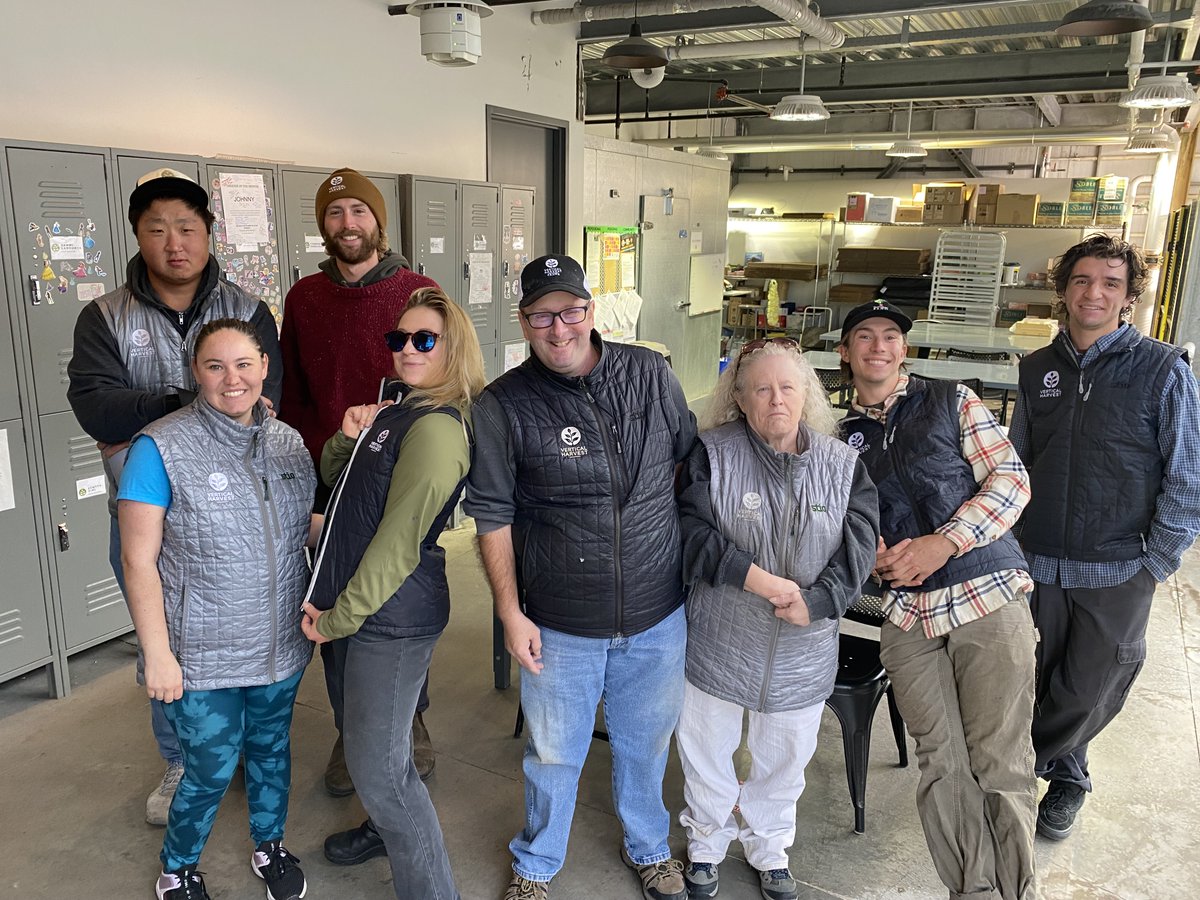 VerticalHarvest's tweet photo. It sure does feel like fall over here, especially when everyone is dressed in their best @Stio vest (say that three times over)! 🦺
#localbrands #jacksonhole #stio #growingfoodandfutures https://t.co/OLDc04uSg6