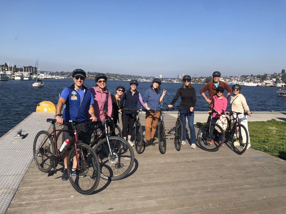 StevenBirenbaum's tweet photo. What a FUN/communal way to kick off #COMNET22 — a bike ride and historical tour of the gorgeous city of Seattle. Can’t wait to plan another Com Net social justice ride with @cwolz @ForumOne. @CHCFNews. https://t.co/Zy5OpBcYit