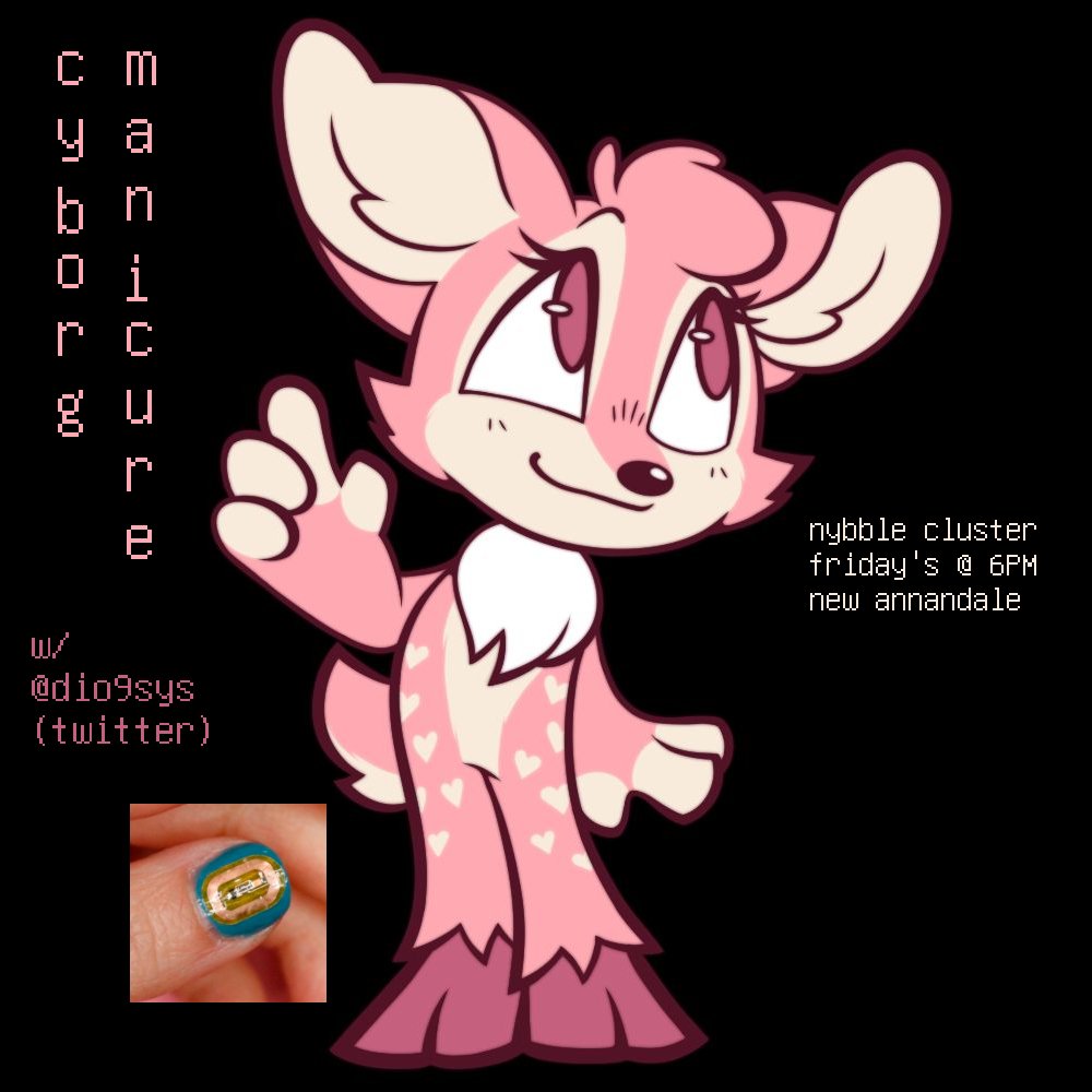 The amazing <a href="/dio9sys/">Dio9sys</a> is going to be leading a workshop on doing ur nails with embedded nfc chips tomorrow (Friday 10-14) @ 6PM EST. :) Bard / NY friends come thru!