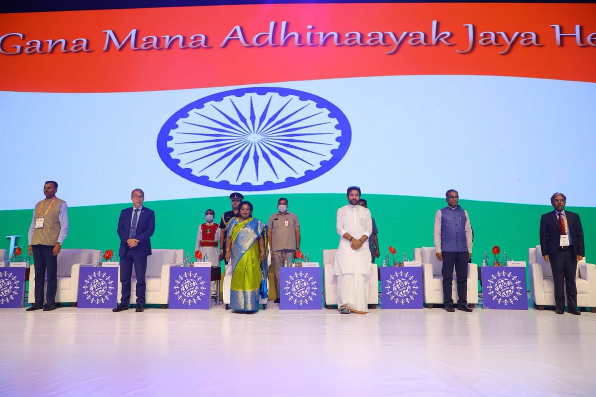 kishanreddybjp's tweet photo. Hon’ble Governor of Telangana Smt @DrTamilisaiGuv and other dignitaries graced the ceremony. https://t.co/EpxcUBpFzy