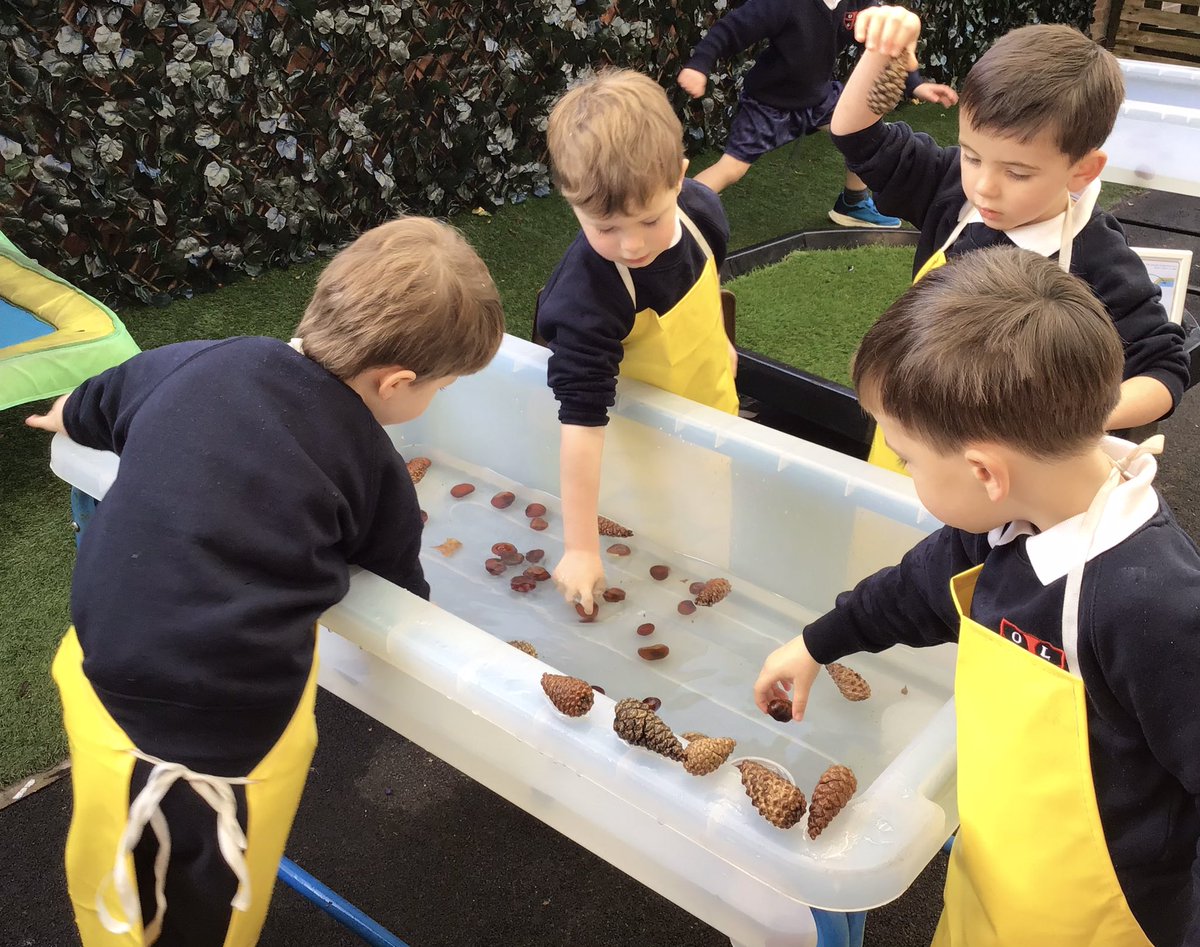 olgheyfs's tweet photo. Some fantastic vocabulary being used by the children during their investigation on whether conkers and pine cones float or sink. #OLGHEYFS #OLGHeyfs #OLGHscience #floatingandsinking #experiment #vocabulary #earlylearning #learningthroughplay https://t.co/jocB8vfB9T