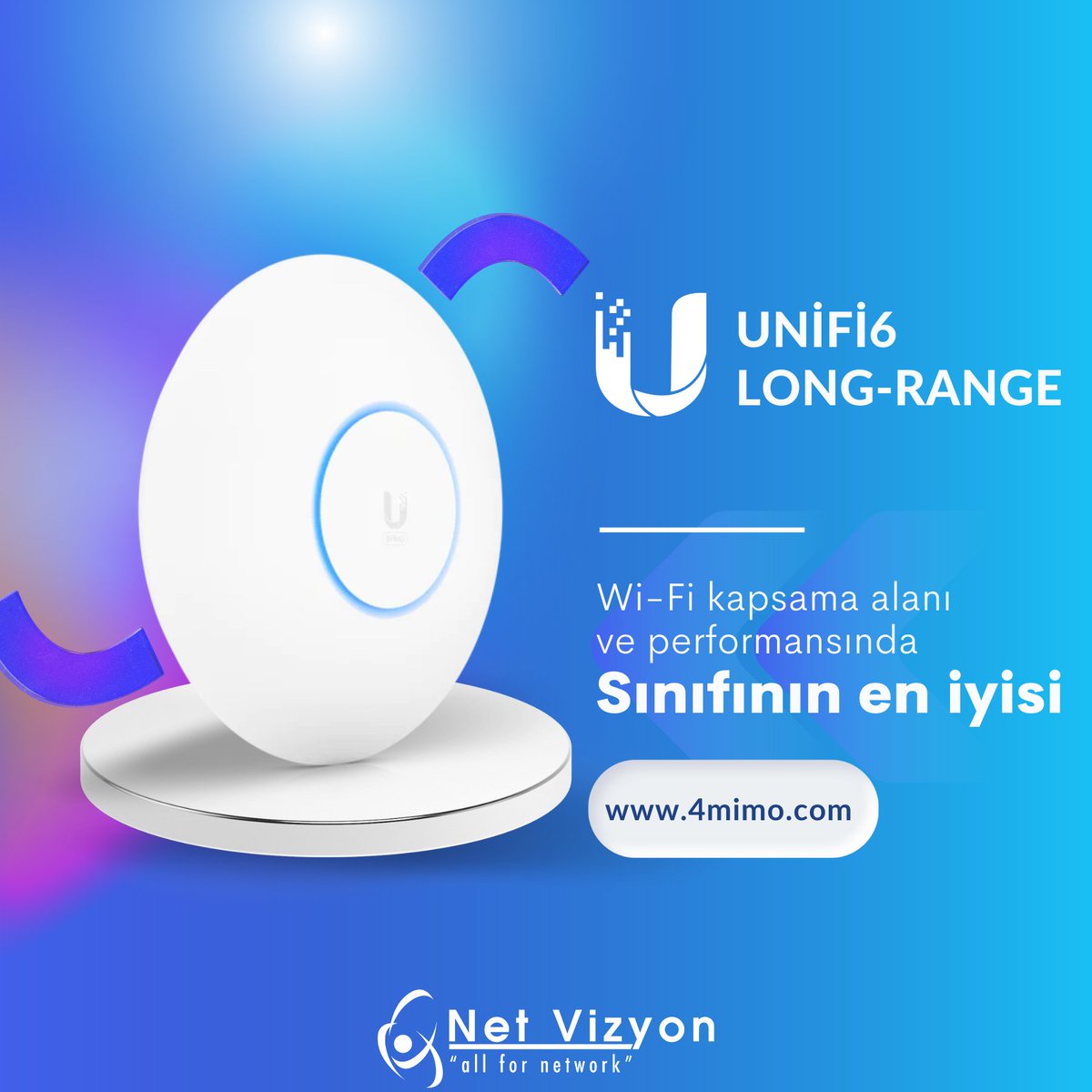 UniFi6 Long-Range
Genişletilmiş sinyal aralığına sahip yüksek performanslı, iç/dış WiFi 6 erişim noktası.