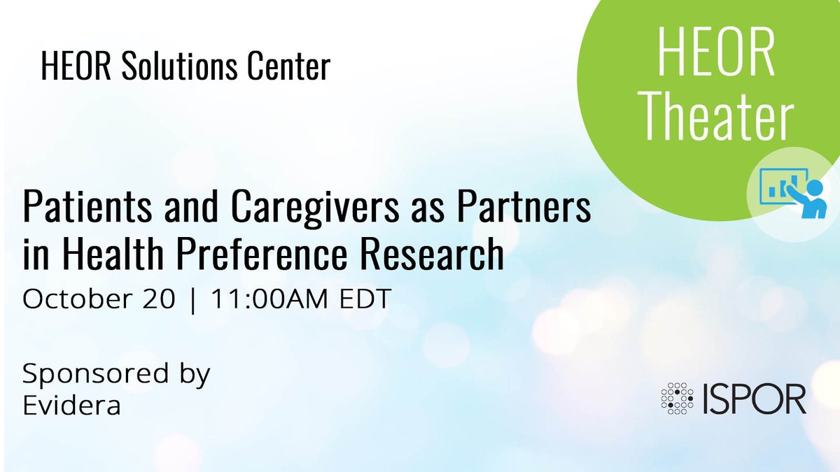 What are the benefits of #patientengagement from the perspective of #patients, caregivers & other key stakeholders? How can best practice recommendations be applied? Attend the HEOR Theater presentation for details. Sponsored by: @evideraglobal ow.ly/6O0s50L6lLp