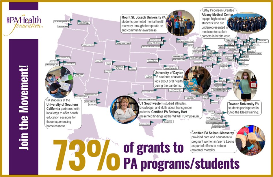 nccPAHealthFdn's tweet photo. DYK? 73% of our grants are led by #PAEducators &amp; #PAStudents.  Improve health in your community with our year-round grant funding: https://t.co/wFtxjbqIQe 
#PAsDoThat #PAEA22 #volunteer #dogoodfeelgood #papositivity #bethechange #access #equity #equitablecare https://t.co/hfsdhqT7za