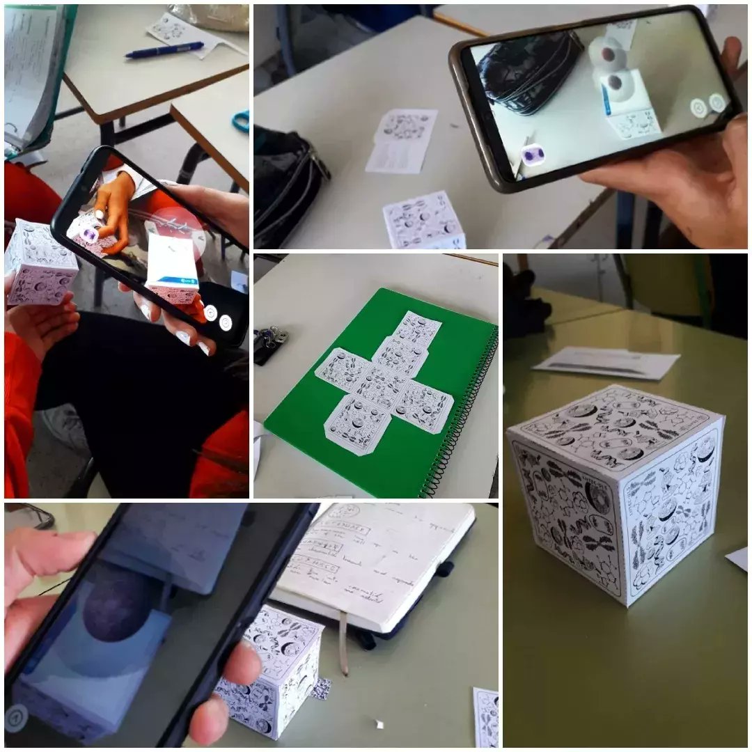 pampinbyg's tweet photo. Hoy en clase con #4ESO hemos revisado el proceso de división celular por mitosis utilizando la realidad aumentada. Unas tijeras✂️, un poco de pegamento, el móvil📱 y... ¡tachán! Mitosis en 3D🤓 
El recurso genialísimo, aquí👇🏼
https://t.co/pWYiMlaM7f https://t.co/JDUa7DITIK