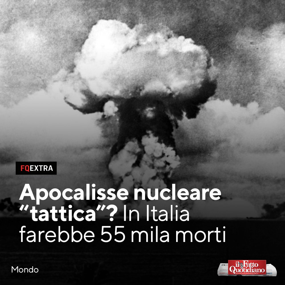 fattoquotidiano's tweet photo. Cosa succederebbe all’Italia nel caso in cui la Russia impiegasse armi nucleari contro i paesi europei della Nato. La simulazione👉 https://t.co/dfbfzkIDxP https://t.co/LQt31yTg1X