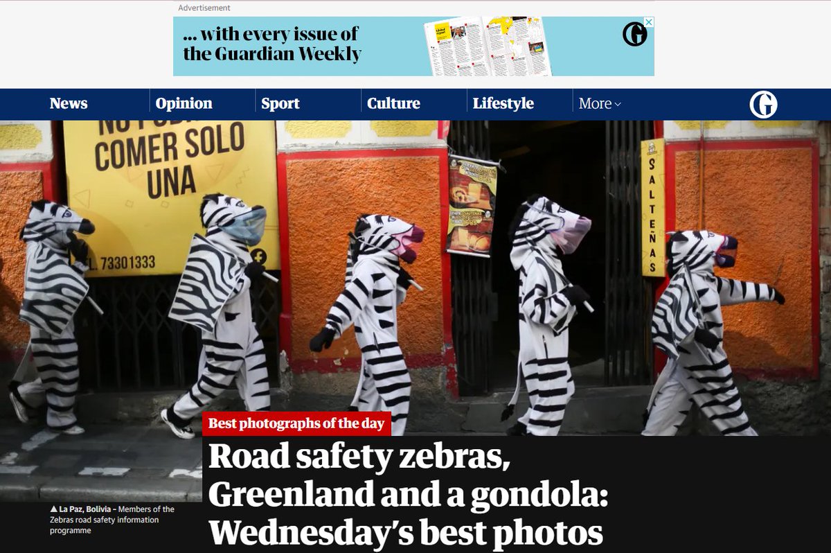 LaPazAlcaldia's tweet photo. #GAMLPInforma I La revista británica @guardian eligió una imagen de #LasCebrasDeLaPaz como una de las mejores fotografías de la semana.
El trabajo de las educadoras paceñas transciende las fronteras.
¡Felicidades!
https://t.co/iNHGMACUxi...
#LaPazEnPaz
#PorElBienComún https://t.co/Fq5byicgDR