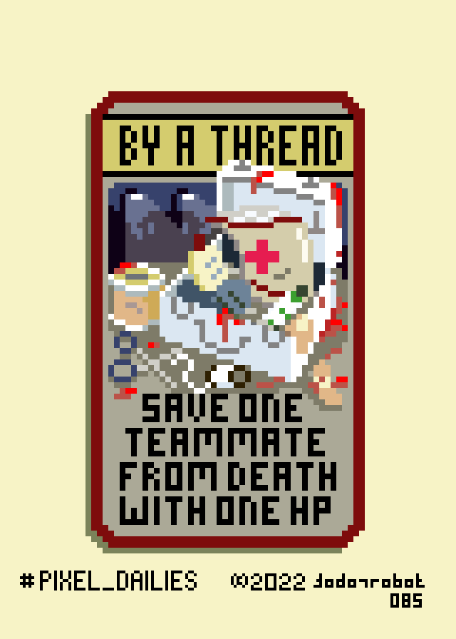 todorrobot's tweet photo. #pixelart #pixelartist #pixel_dailies #cardart #cardgame #gameart #gamedev #indiedev #gameartist #gamedesign #adhddev @Pixel_Dailies #Nightsky #thread as in "hanging by a..." Keep your teammates in the fight! #healthpack https://t.co/qsXllLFbVn