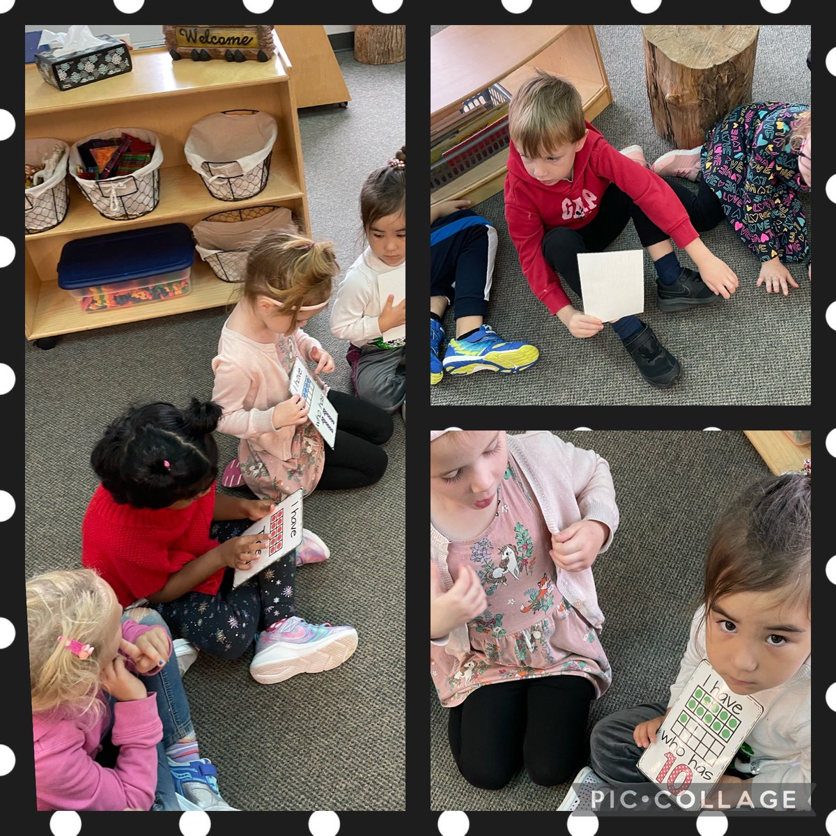 MaribethHelgas2's tweet photo. A rainy day is perfect for a game of “I have who has”. We are practicing our subitizing skills with the ten frames and number identification skills with the digits! @MichaelCorkOCSB @KimLacelle2 https://t.co/DkxH8JdW7I