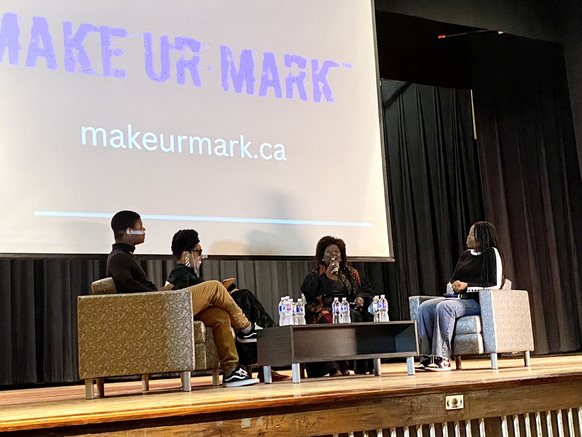 WestonCI's tweet photo. #MakeUrMark and @kymniles @WestonCI presenting #BlackCanadianPioneersMural with our #BSU and distinguished guests @TDSBDirector @JeanAugustine07 @LadypMC81 @kwamelennon @UtonR @CynthiaNguyen98 @Pooler_51 #BlackStudentSuccess #FiresideChat @tdsb https://t.co/SwrKWNWG9R