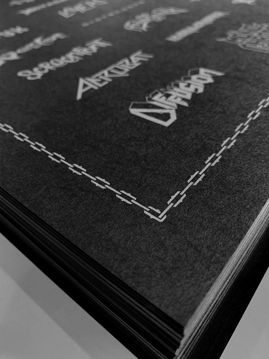 AESTHETIC TERMINOLOGICAL COMPENDIUM BRUTALIUM / 18” x 24” Metallic Gunmetal Ink on Black Paper / Edition of 100 invisiblecreature.com/shop/atcb-post…