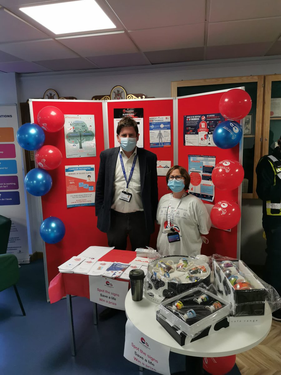 UHW_Waterford's tweet photo. Today is #WorldThrombosisDay
The VTE team were out in force raising awareness of the signs &amp; symptoms of thrombosis with staff &amp; public.  A great quiz was had with prizes galore #vte #thrombosisireland @HSELive @HrSswhg @NAS_Waterford @SouthEastCH https://t.co/xfVDpTEX1I