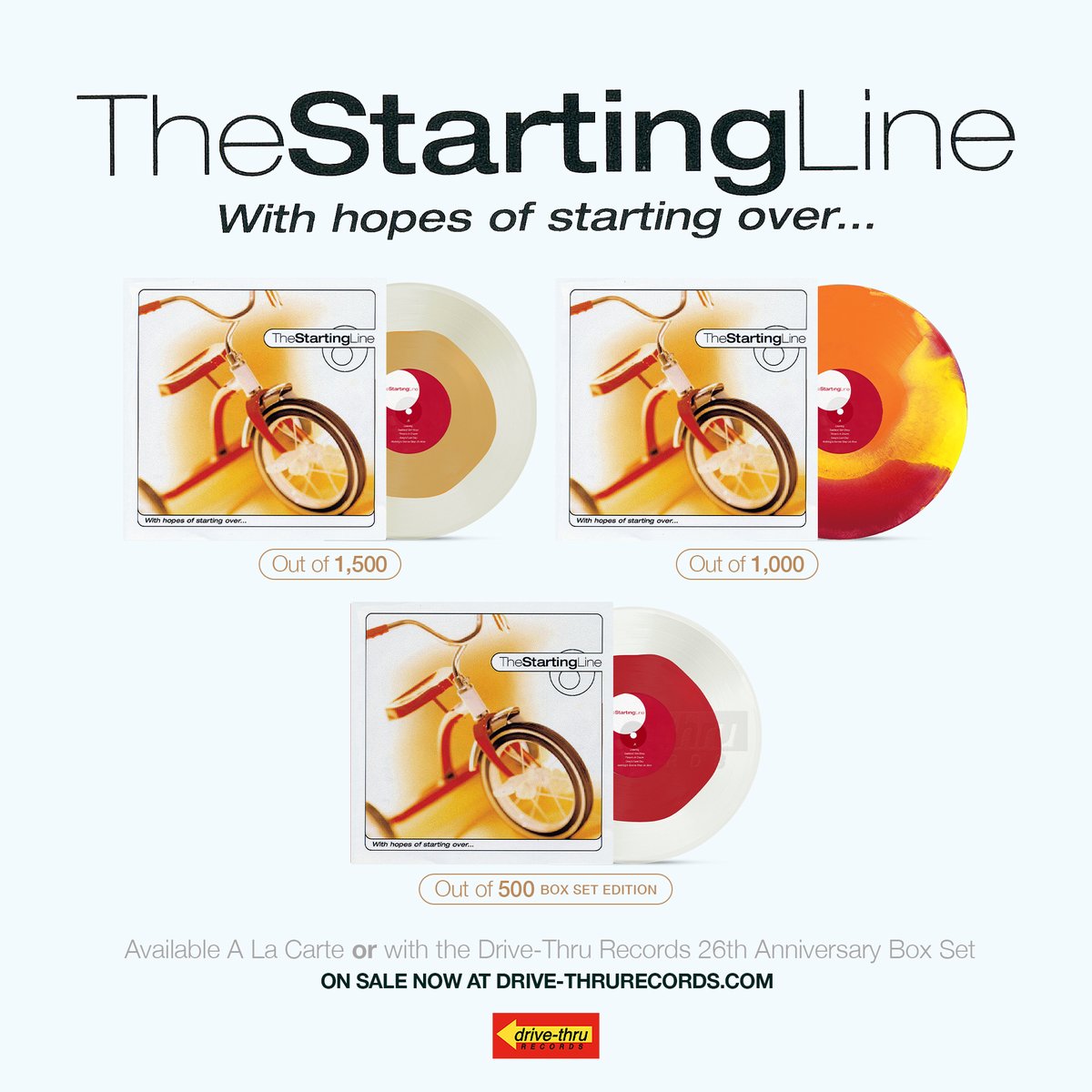 TheStartingLine's tweet photo. with hopes of starting over...now available to preorder on vinyl as part of Drive Thru Record's 26th anniversary. https://t.co/SYF4gkVEnF https://t.co/5AV468DOzL
