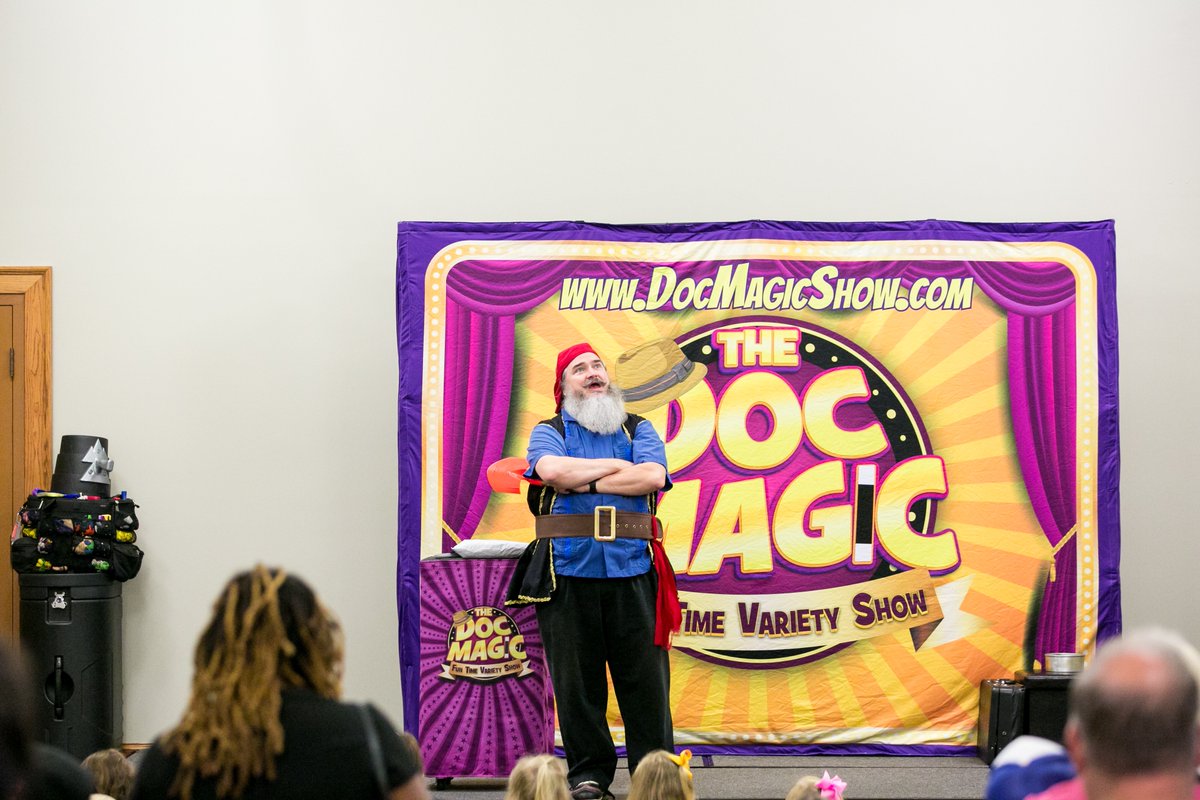 newnancarnegie's tweet image. We always love a summer visit from Doc Magic! We had so much fun at this variety show. Many thanks to the Newnan Carnegie Library Foundation and Newnan Kiwanis for their support of our summer programs. #CarnegieLibrary #NewnanGa #DocMagic #KidsPrograms