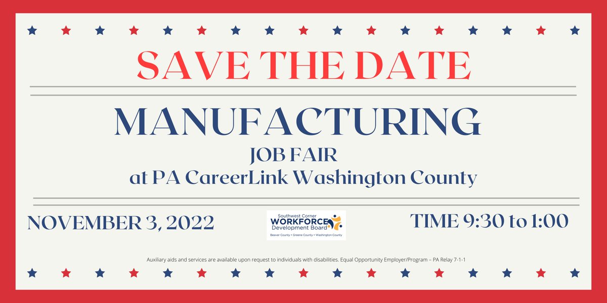 PACLWash's tweet image. Mark your calendars for November 3rd for our Manufacturing Job Fair! Stay tuned for more posts about who is going to be there #JobFair