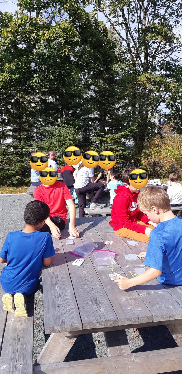 MrSlobodnick's tweet photo. The students of @MsSatWestmount @WmountElem enjoyed working on their math fact fluency outside on this beautiful day. #outdoormath #HRCEmath https://t.co/lMfZv9oppz
