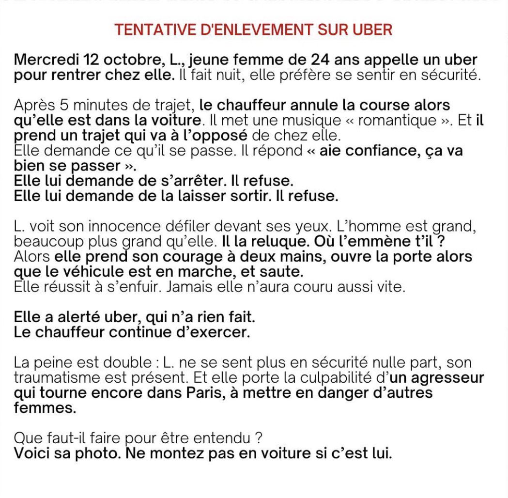 eyescontact__'s tweet photo. Soyez prudentes les filles lorsque vous prenez un Uber le soir. Vous risquez de vous retrouver dans cette situation ! @UberFR votre réaction est une honte ! #uber #agression #TPMP https://t.co/QNkSN7mJK6