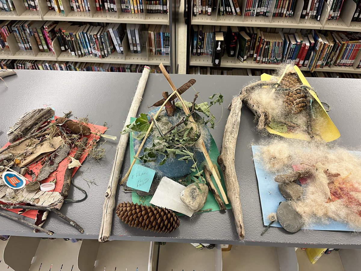 Artists <a href="/emilycarrlc/">Thunderbirds</a> using found materials to create. All Ss appreciate browsing books and art in the same space! <a href="/marshatkelly/">Marsha Kelly</a> <a href="/Purveen_Skinner/">Purveen Skinner</a>