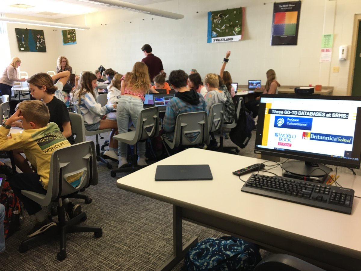 SRMSLLC's tweet photo. Gr 6 #srmsct Ss practice Open/Closed ?s and learn how to #research their countries using @CultureGrams @worldbookinc @Britannica #noodletools. Next up: creating tourism websites. #tlchat @RidgefieldPS https://t.co/TjZBbiGxdL
