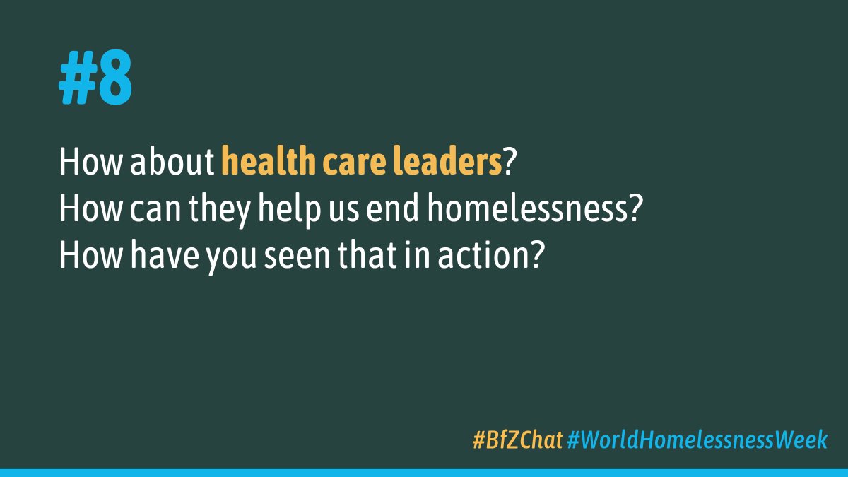 BuiltforZero's tweet photo. Q8 – How about health care leaders? How can they help us end homelessness? How have you seen that in action? #BfZChat #WorldHomelessnessWeek https://t.co/En4wbLCa1a