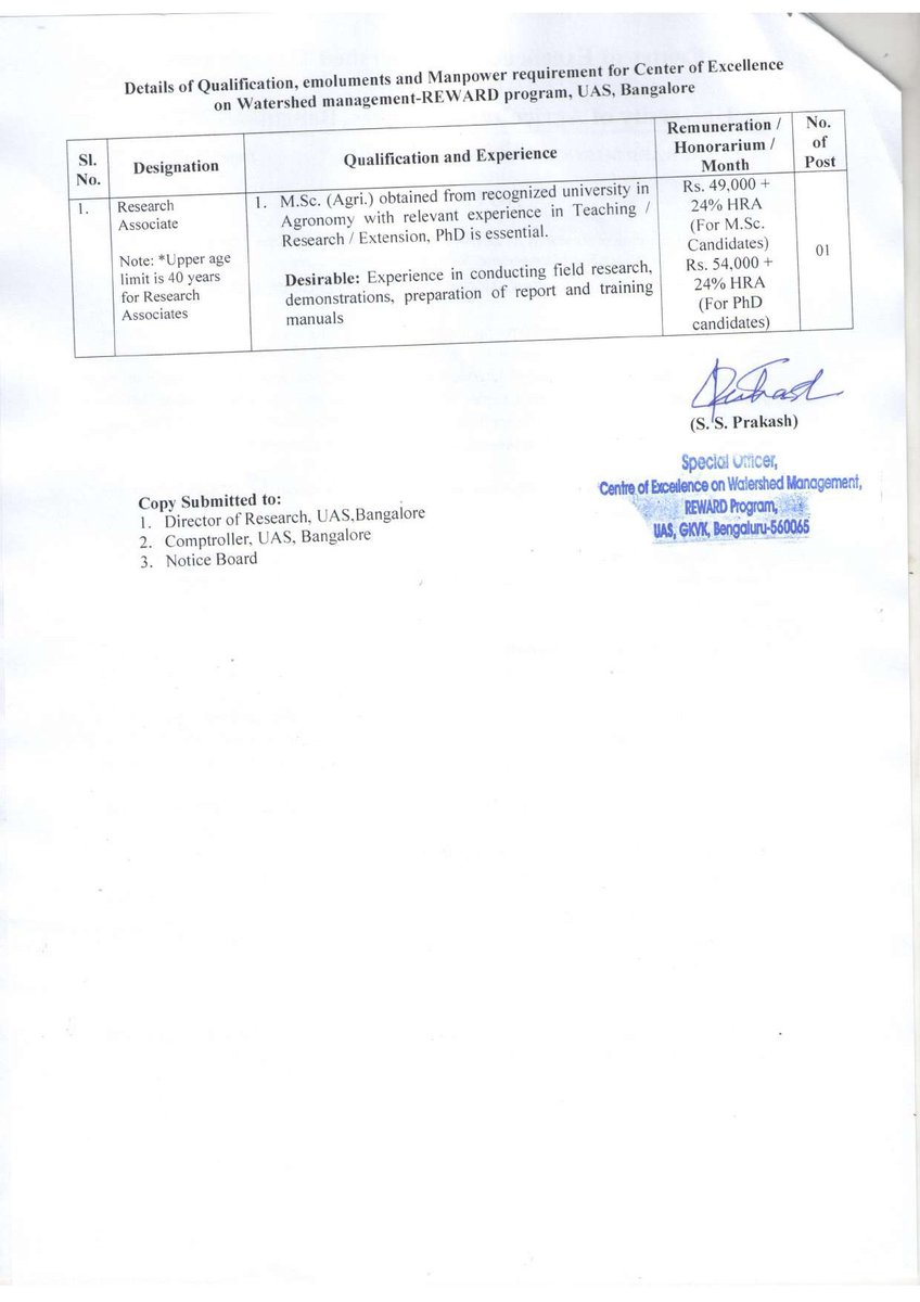 Research_Clue's tweet photo. Notification for engaging Research Associate on work contract basis in the CoE on watershed management- REWARD programme.
#research #PhD #PhDposition #PhDPrograms #researchers #PhD_Advisor https://t.co/uYZUNDDKcG