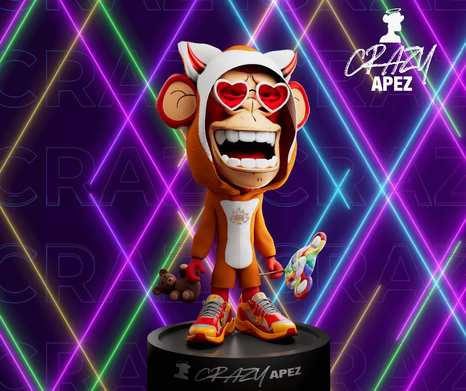 crazymeta_io's tweet photo. Who's up for some Bear-Ape hug? Lol.
We bring to you “Kawaii APE” for our Seventh Sneakpeek of “CrazyApez Genesis” NFT Collection.

Featuring @BoredApeYC #367

Let's get Craaazzyy!!! 🐻🍭
#BoredApeYachtClub #BAYC
#CrazyApez #CrazyMeta 💎 https://t.co/afl2KmaBMt