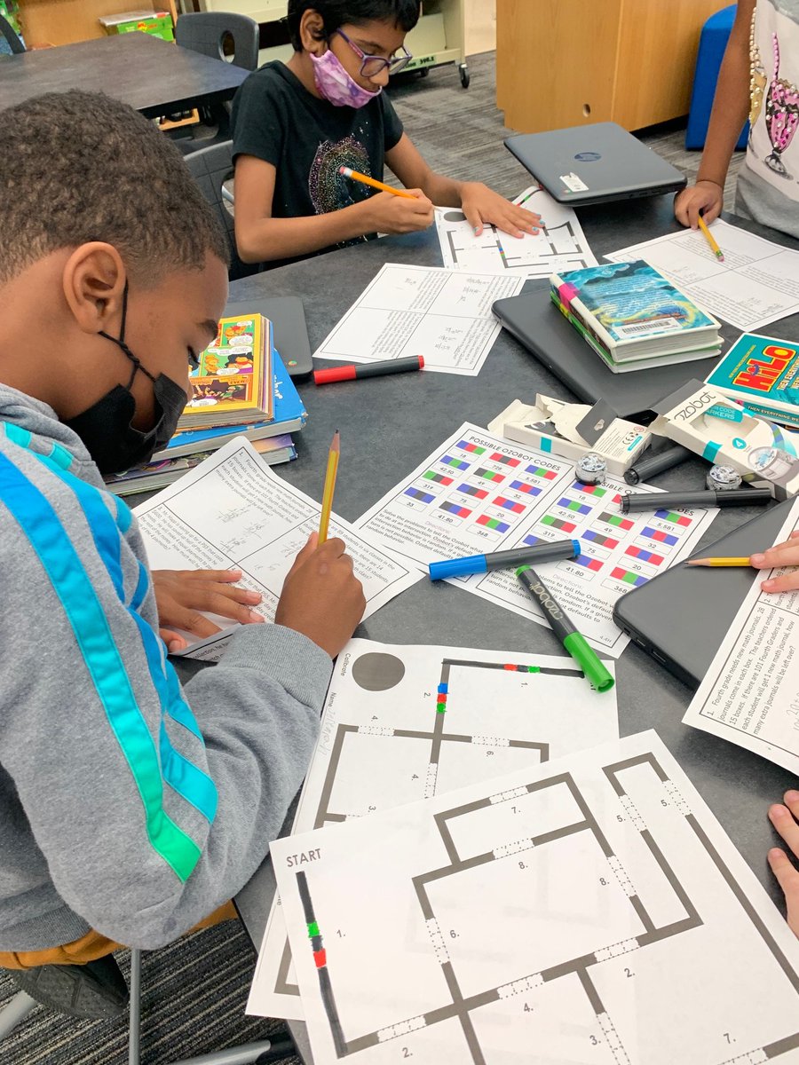 FittsLibrary's tweet image. Fourth grade has been busy this week solving two step multiplication and division word problems using the 3 read strategy and coding with Ozobots. @ozobot @riddleelem @fisd_libraries #futureready #FISDmadetoshine