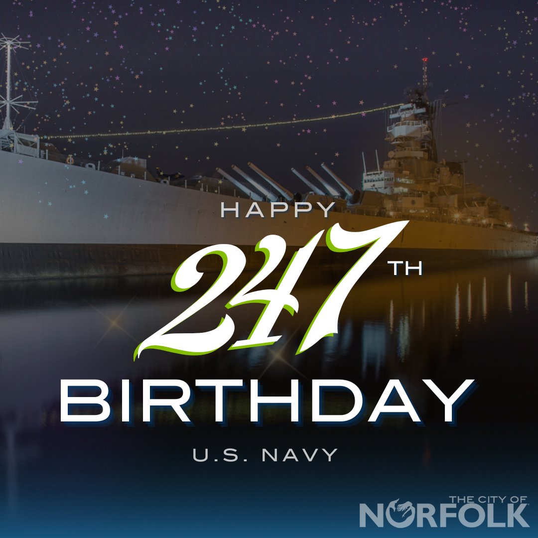 Happy 247th Birthday to the @USNavy! 🎂⚓️🥳
We're so proud to have the world's largest naval base right here in #NorfolkVA.

“Sign the card” with a like, share or comment!
#AnchorsAweigh #OnWatch #AnchoredInPride