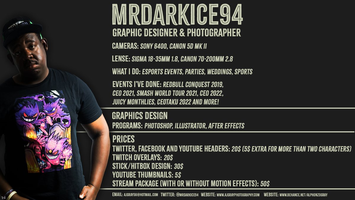 MrDarkIce94's tweet image. Here's my new Resume/Commission list. Updated the prices a bit, and the photography info for people who wants to hire or talk business

ajgrayphotography.com/portfolio
behance.net/alphonzogray
facebook.com/MrDarkIce94/
instagram.com/mr.a_photograp…
business email: ajgray@hotmail.com