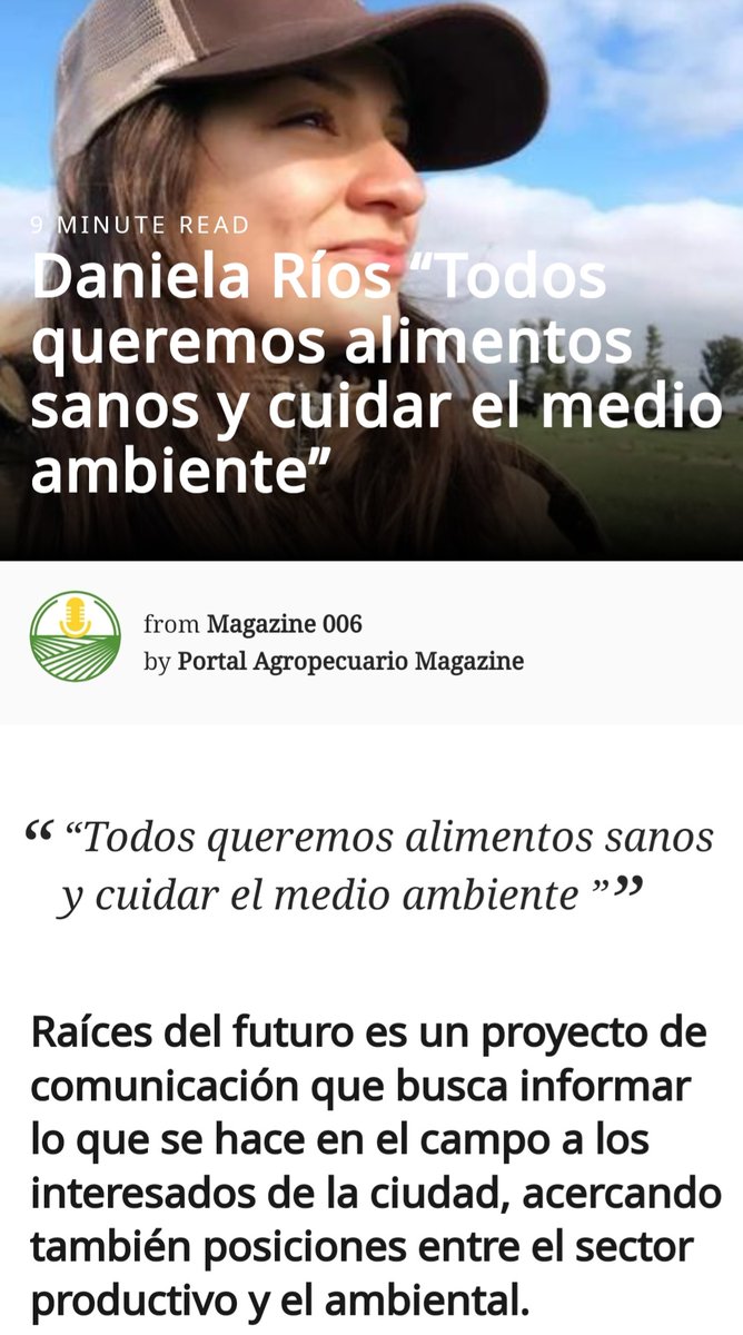 Excelente nota de <a href="/riosdani_RDF/">Daniela Rios</a> de <a href="/LeanInRural/">Lean In Rural</a>  No dejen de leerla en la edición on line del Magazine de <a href="/PortalAgropecua/">Portal Agropecuario</a>  
issuu.com/portalagropecu…. Gracias <a href="/horacioesteban/">Horacio Esteban</a> !
