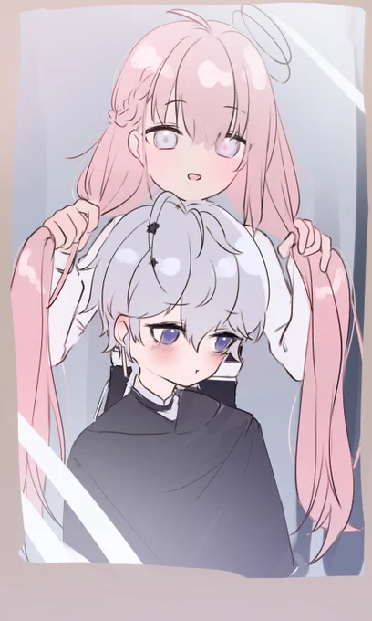 你看 鏡子裡有個雙馬尾美少女耶 