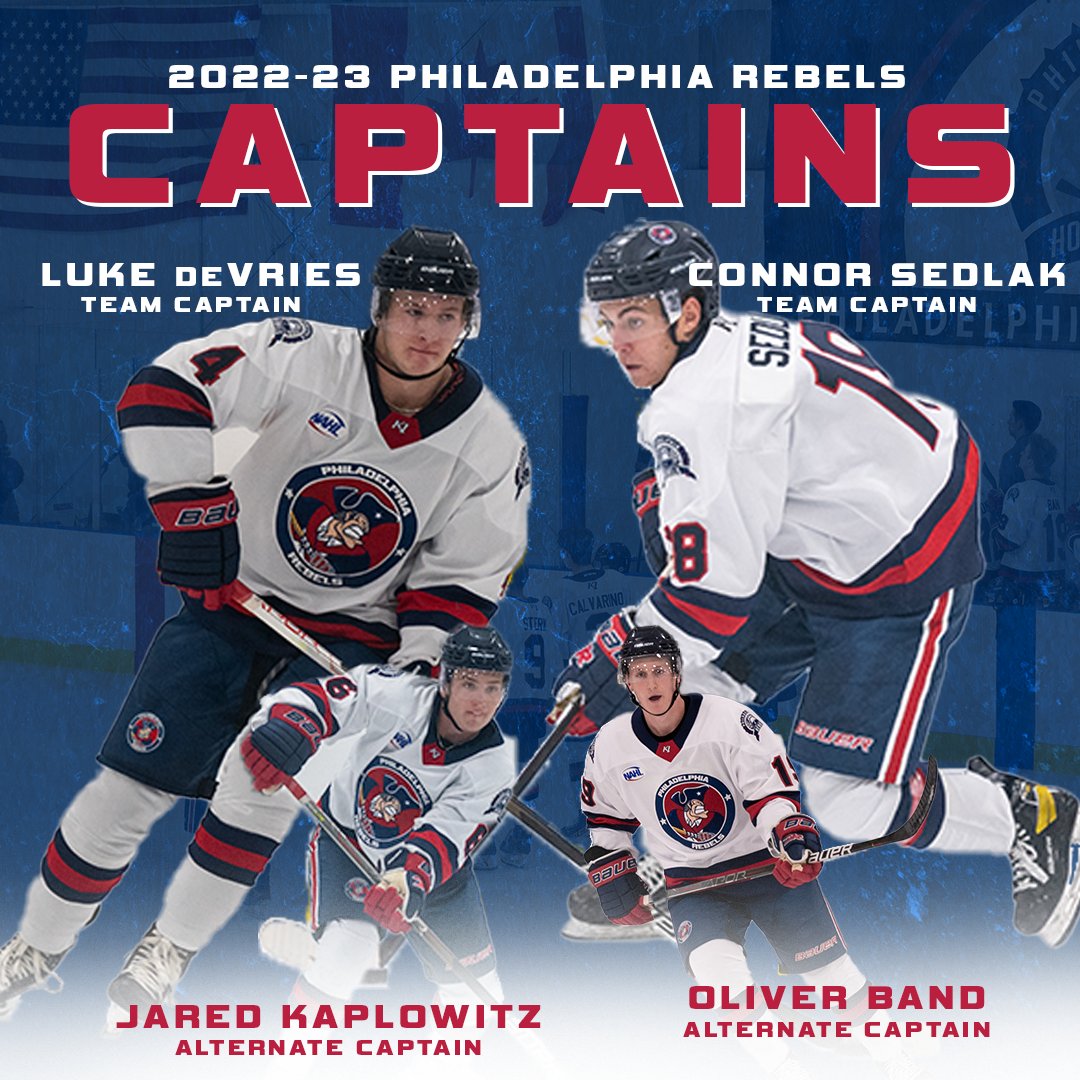 Our 2022-23 Captains 

Luke deVries - Team Captain
Connor Sedlak - Team Captain
Jared Kaplowitz - Alternate Captain
Oliver Band - Alternate Captain

#RebelUp