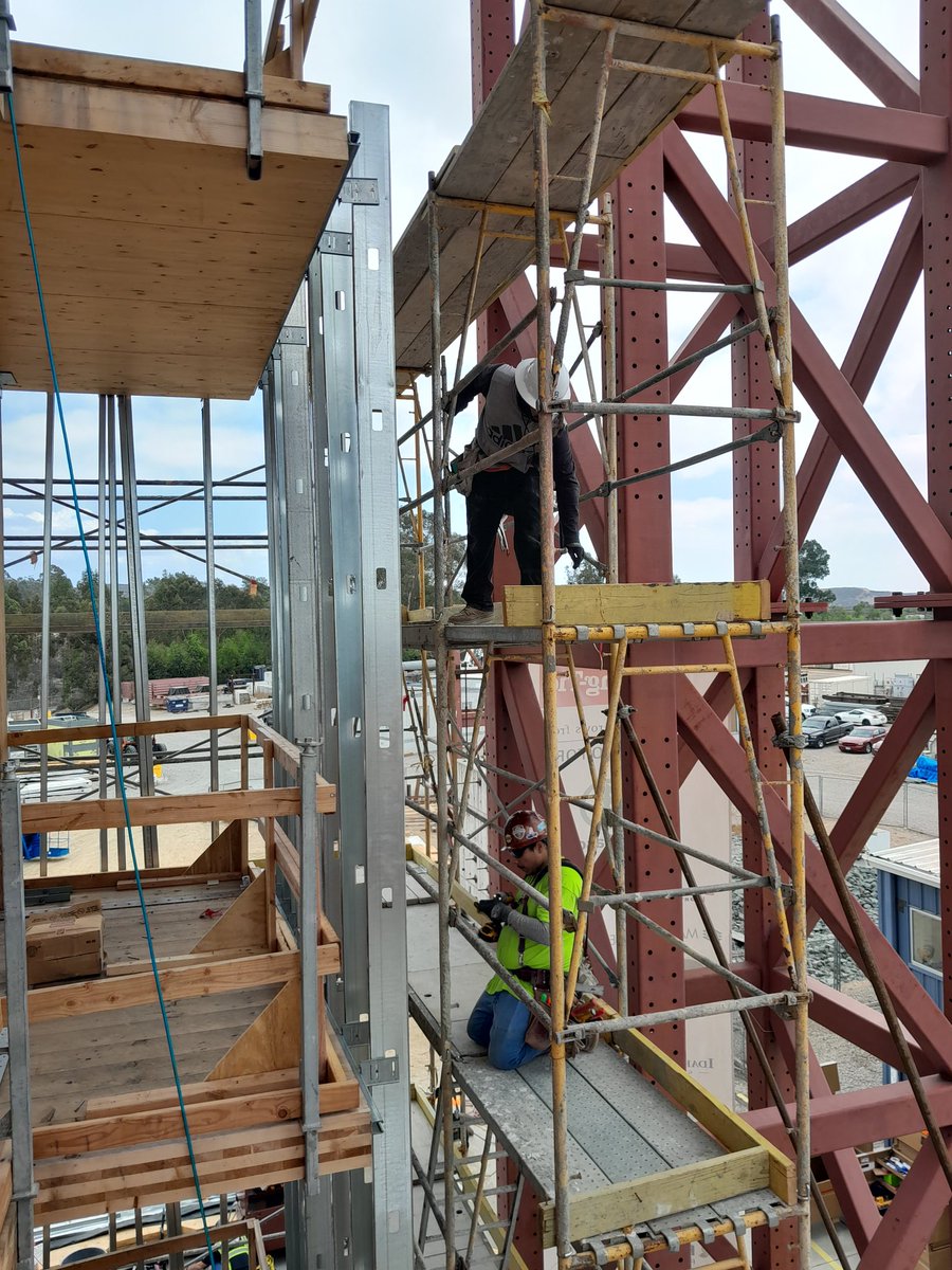 slpei's tweet photo. While waiting on structural parts to be made, construction shifted to work on nonstructural envelope components on the NHERI TallWood building. An effort led by Prof. Keri Ryan at @unrengineering https://t.co/59M1gaY4ou