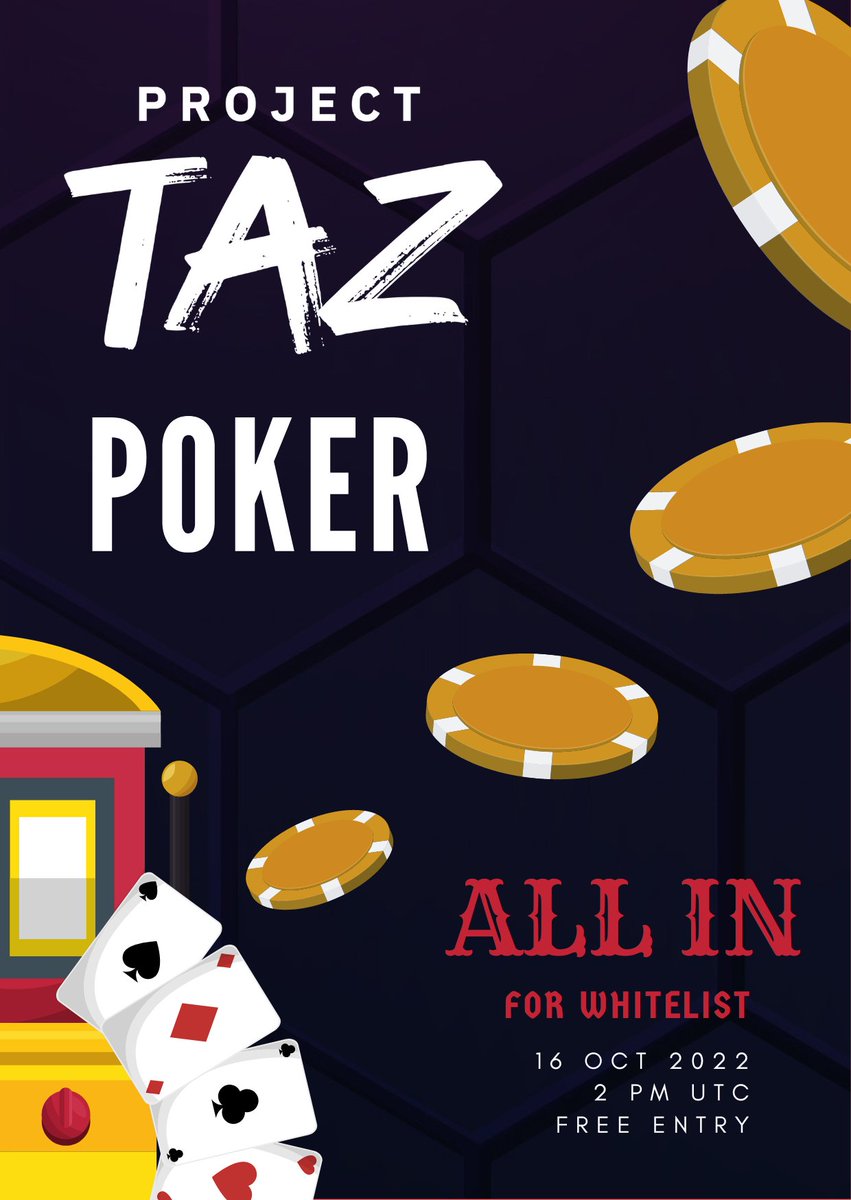 Welcome to the poker tourney for WL !!

playing via pokernow 16 oct 2pm UTC , free entry
pokernow.club/mtt/taz-tourne…
1st prize for pet-topia NFT 
1-3 rd for WL

Any like+RT in this tweet will consider for WL 
Announce winner before tournament start