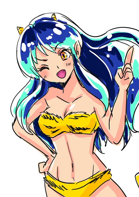 リアタイしようと思って30分くらいでラフ状態だがラムちゃん描いた(初)自分絵なので顔は似ていなくて申し訳ないw楽しみ。#うる星やつら 