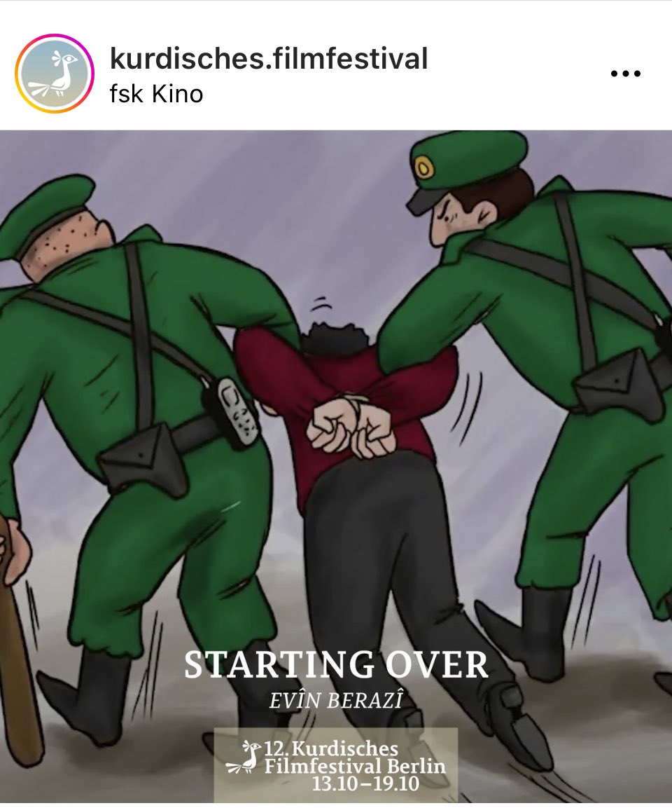 فلمنا Starting Over ضمن المسابقة الرسمية لمهرجان برلين الكوردي12  <a href="/KurdischesB/">Kurdisches Filmfest Berlin</a> يعرض الفيلم في .2022 15.10 (6pm)
الفيلم اخراج افين برازي وانيميشن جواد مراد  يعرض الفيلم في 
at Moviemento Cinema (Berlin, Kreuzberg 
#avin_berazi #evin_berazi #kurdish_film_maker #أفين_برازي #kobani