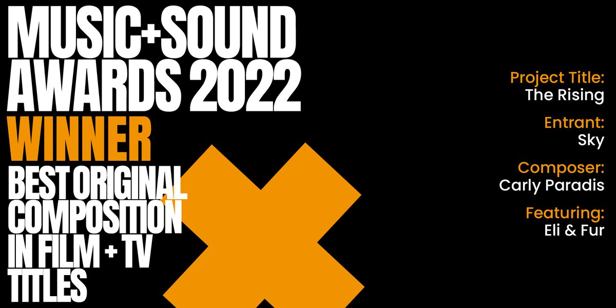 🏆 The WINNER of Best Original Composition in Film + TV Titles is <a href="/SkyUK/">Sky</a> for <a href="/carlyparadis/">Carly Paradis</a> incredible score on The Rising!! Masterpiece 👌 👏 View extract here: vimeo.com/756923166