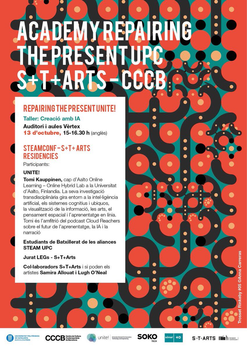 Unite_tech_univ's tweet image. @LinkedScience today at @la_UPC for the 'Academy Repairing the Present' 
@STARTSEU during his co-creation workshop on #ArtificialIntelligence .